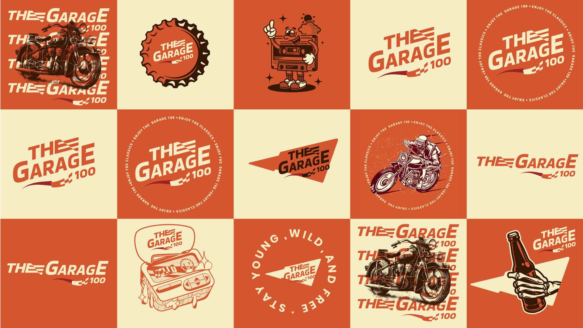 The Garage 100 — sistema de identidade visual